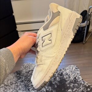 New Balance Men's Cream and Gray Sneakers